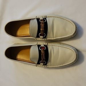 **Gucci*** Men's Cream/Blue/Red Horsebit Gucci Loafers Size 13.5. Good Condition